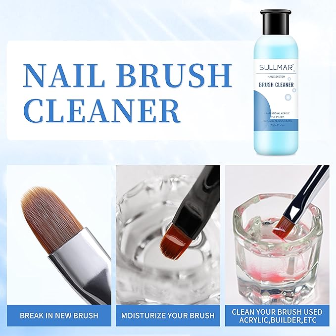 Nail Brush Cleaner for Acrylic Nails Nail Brush Cleaner for Acrylic Nail Brush Cleaner 2.5fl.oz Acrylic Painting Quickly Cleaning Nail Art Liner Salon at Home 75ml