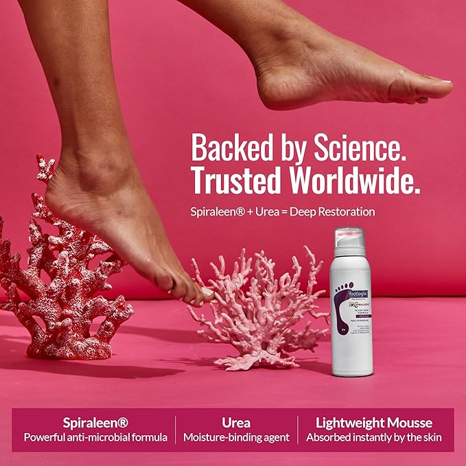 Footlogix Rough Skin Formula with Spiraleen - Mousse for Dry Cracked Heels and Feet, Foot Care for Men and Women, Dry Cracked Feet Treatment, 4.23oz