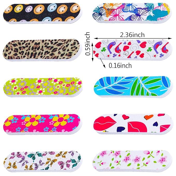 Mudder 150 Pack Mini Nail Files Bulk, Double Sided Emery Boards for Nails, Disposable Small Gift Set, Colorful Grit Emery Files Tools for Fingernails Manicure Pedicure Shaping Buffing Smoothing Cute