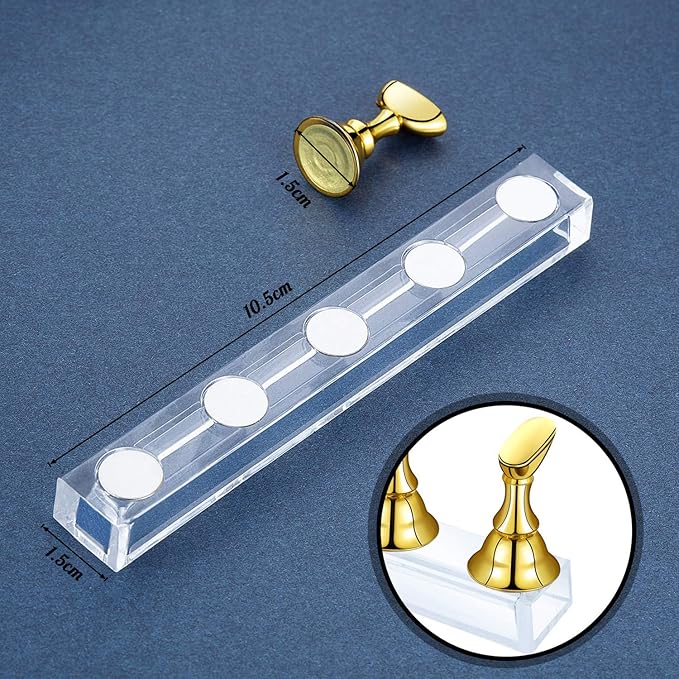 4-in-1 Acrylic Nail Display & Practice Stand - Magnetic Tip Holder in Gold, Silver, Black & White