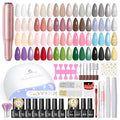 PEACECOLOR Gel Nail Polish Kit with U V light and Drill - 39Pcs Gel Nail Kit 22 Colors All Season Gel Polish Set with Base Matte Glossy Glitter Top Coat Soak Off Manicure Set Women Teens Girl Gifts