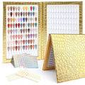 216 Nail Colors Book, Nail Display Chart Book with 240 Nail Tips & 1-300 Number Labels, Professional Nail Color Swatches Book for Nail Polish UV Gel Salon (Gold, Size 01)