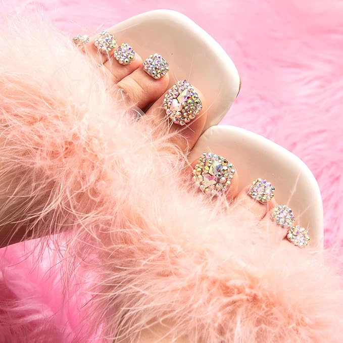 LOVFUL Press on Toenails Eternal Stunning | 20 PCS Free Size Toe Nails | Reusable Fake Nails for Toe | T46