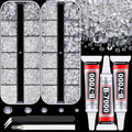 Resin Rhinestones for Crafting with B7000 Jewelry Glue, 2 Boxes Transparent Flatback Crystals with 3Pcs 10ml Glue for Bedazzling Crafts DIY Nail Art Makeup, Gems for Clothing Shoes