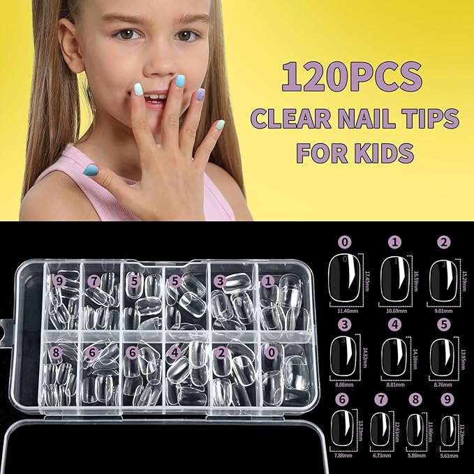 FANDAMEI Nail Kit for Girls, Press on Nails for Kids, Nail Polish Set for Girls, False Nail Tips for Kids, Nail Stickers for Kids, 3D Rhinestone Stickers Face Gems, Nail Glitter, Nail Art Tool Kit