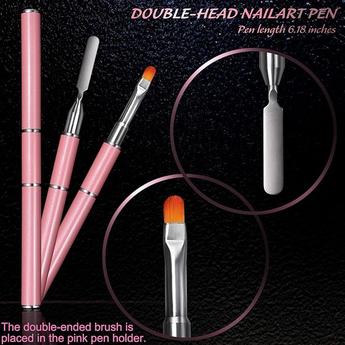 Dual Nail Forms Set Poly Gel Quick Building Nail Kit, 120Pcs Stiletto Gel Nail Molds with 10Pcs Acrylic Nail Tips Clips 1Pc Dual-Ended Poly Extension Gel Brush Nail File for Polygel Extension