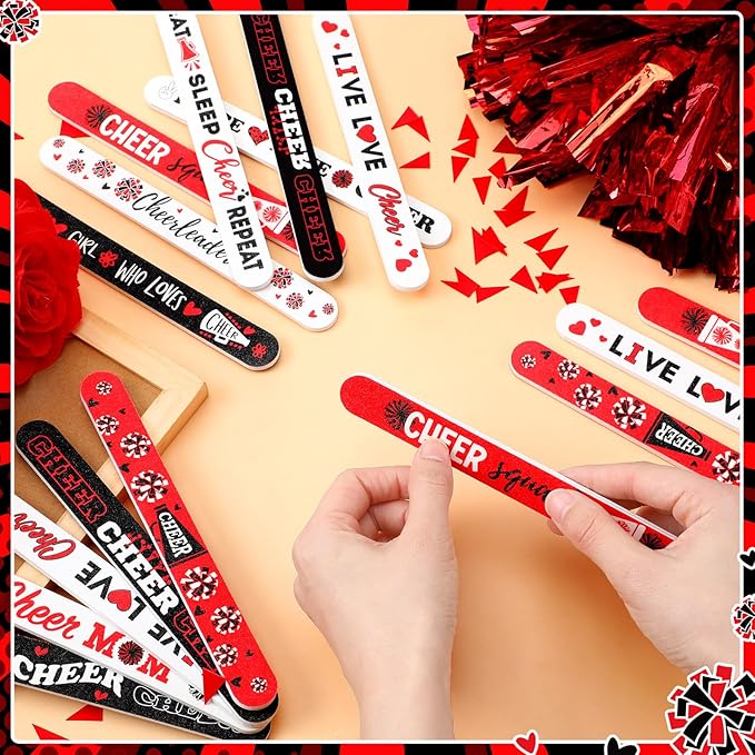 50 Pack Cheerleader Gifts Bulk for Team Cheer Mini Nail Files for Women Cheerleader Emery Boards Funny Cheer Party Favors Small Spa Gifts for Women Teammates Salon Manicure Tools