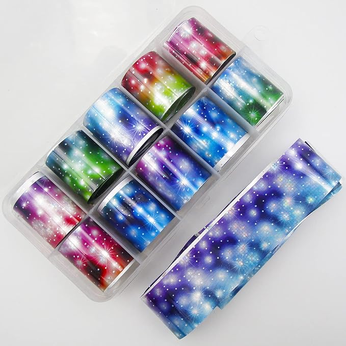 30 Sheet Holographic Transfer Nail Foil Stickers Starry Sky Nail Art Foils Sticker Wraps Metallic Gold Silver Laser Transfer Nail Decals for Manicure Design Decor(Holographic Starry)