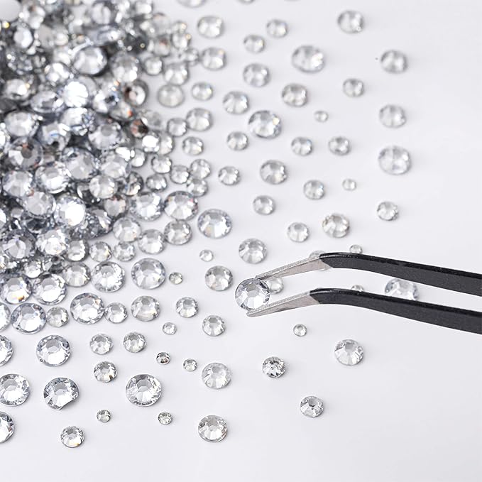 38000Pcs Bedazzling Kit with Rhinestones, Silver Clear Flatback Gems for Diamonds Art, 4 Boxes Bedazzler Kit Tweezers, Wax Pen & 4×10ml B7000 Jewelry Glue for Nail Art, Clothing, Crafts