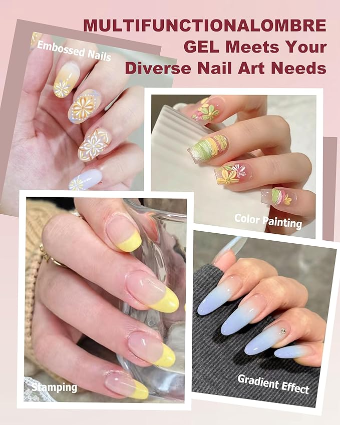 9 Colors Gradient Blooming Gel Nail Polish Palette, Aura Nail Art Kit for Blush Nails, Solid Creamy Gel for Ombre Nails, Sponge Patting Painting Gel, UV/LED Cured Nail Art Set for Beginners