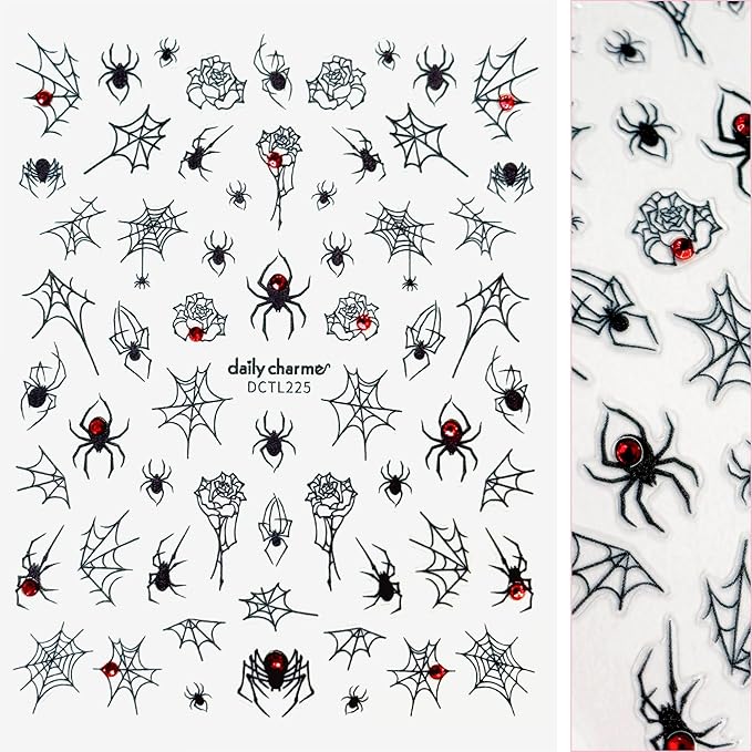 Daily Charme Haunting Halloween Sticker Bundle Luminous Halloween Nail Art Stickers Decals Glow in The Dark Nail Stickers for Women Girl Self-Adhesive DIY Manicure Sticker Nail Accessories