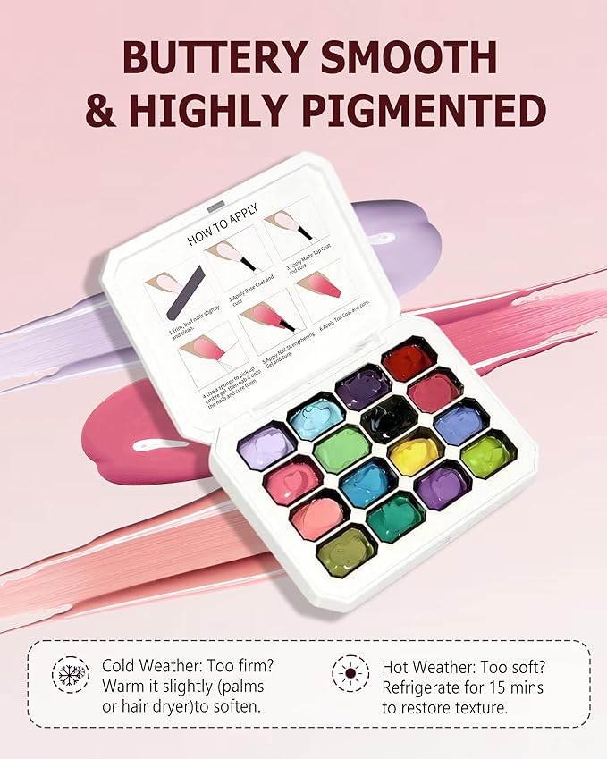 16 Colors Gradient Blooming Gel Nail Polish Palette, Aura Nail Art Kit for Blush Nails, Solid Creamy Gel for Ombre Nails, Sponge Patting Painting Gel, UV/LED Cured Nail Art Set for Beginners