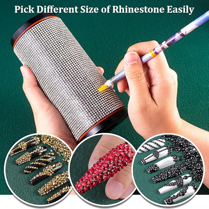 GA&EN Self Adhesive Pickup Pencil for Rhinestones and Diamond Painting, 10 PCS Long Rhinestone Picker Tool Kit for Nail Art, Nail Dotting Tools for Manicure, Jewel Applicator Gem Picker Pen Tool