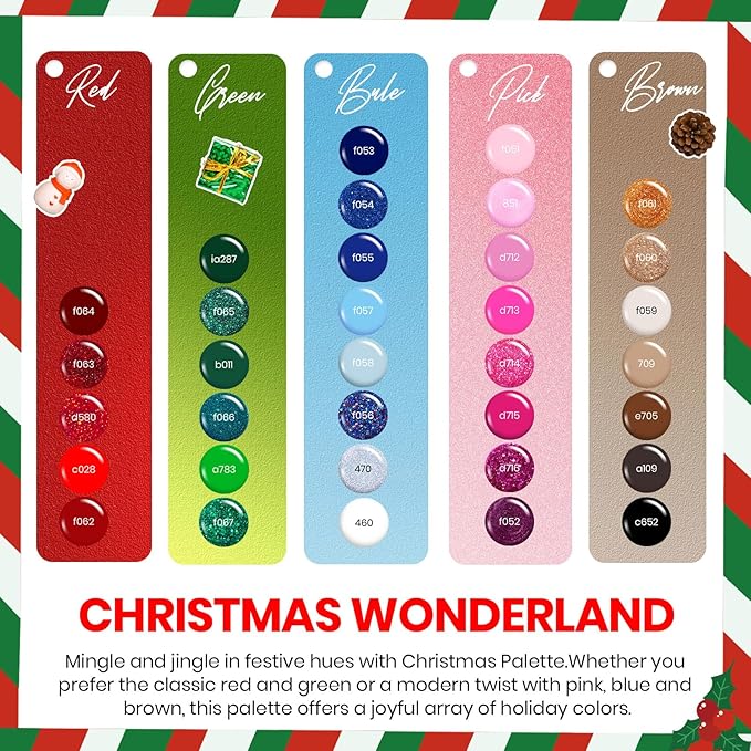 Beetles Gel Nail Polish Set, Glitz Galaxy UV LED Soak Off Gel Kits, 44Pcs Burgundy Red Gold Green Silver Blue Pink Sparkle Shade with Base Top Coat Manicure Gift for Women