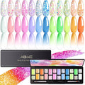ABAC Solid Gel Nail Polish,Ombre Gel Nail Polish,Pat Paint Nail Gel,24 Colors Sparkly&Shiny Hema-free Soak Off Gel Polish Kit with Double-Ended Nail Art Brush for Salon and Nail Art DIY at Home