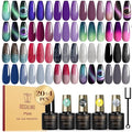 ROSALIND 24PCS Cat Eye Gel Nail Polish Set with Glitter Glossy Matte Top Coat Base Coat, Color Changing Glitter Shinny Effect Magic Gel Polish Set Soak Off Nail Gel Polish Nail Art