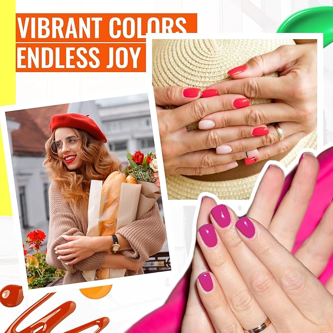 phoenixy 50 Pcs Gel Nail Polish Set, 42 Colors Gel Nail Kit with Base & 4 Effects Top Coat All Seasons Nail Polish Set Christmas Gifts for Women Girls