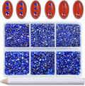 Bymitel Hotfix Crystal Rhinestones Round Gems for Crafts,Mixed 6 Sizes with Wax Pencil Kit, Sapphire 1.3-3.2mm(SS3-SS12/8000pcs)