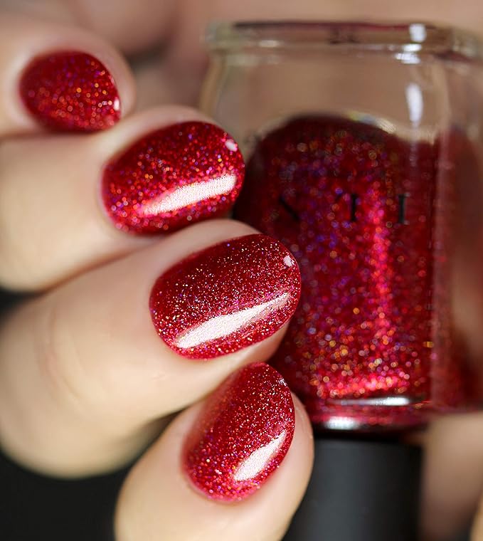 ILNP Say Love - Ruby Red Holographic Nail Polish, Chip Resistant, 7-Free, Non-Toxic, Vegan, Cruelty Free, 12ml