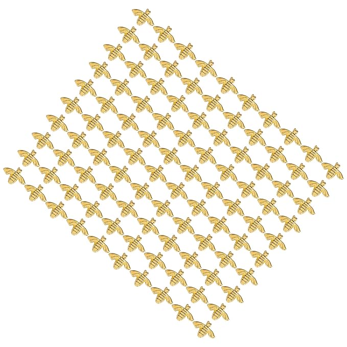 3D Nail Art Accessories, 100pcs Metal Bees Nail 3D Nail Art Decoration Gold Alloy Nail Charming Stickers Gold Nail Decals Manicure DIY Nail Art Supplies(Gold (100 pieces))