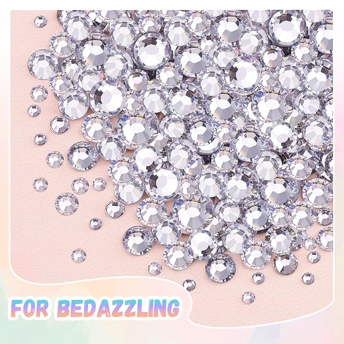 32000Pcs Resin Rhinestones for Bedazzling with 3Pcs B7000 Jewelry Glue, Clear Flatback Gems Rhinestones for Crafting, Clothing Tumblers Mugs Shoes Fabric Decor Nail Art