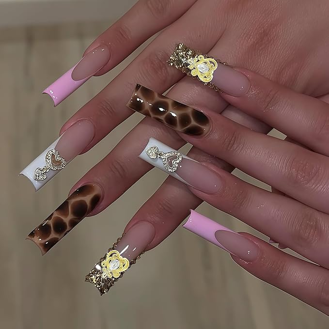 60PCS Gold Nail Charms and Gems: 3D Heart, Star, Crown, Bow Rhinestones for Nails Design