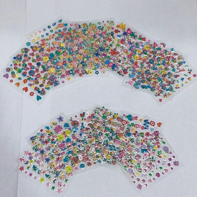 30 Sheets Spring Nail Art Stickers Multicolor Flower Nail Decals 3D Self-Adhesive Nails Design Cute Daisy Nail Stickers Floral Manicure Decorations Supplies for Women Girls
