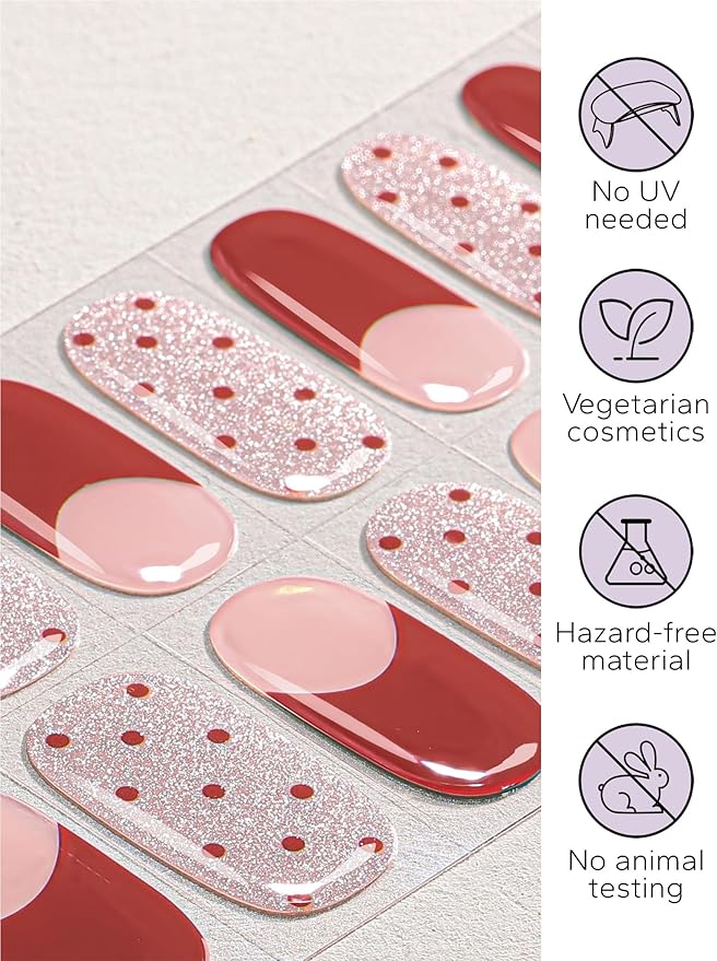 Nail Polish Strips – 32PCS UV Free Salon Quality Wraps, Long Lasting Gel Nail Stickers for Women (Blush Bloom Pink)