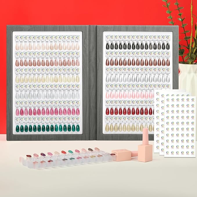 Magnetic Nail Swatch Book,180 Nail Color Display Book with 192 Magnetic Tips,Professional Nail Salon Color Display Book for Easy Preview & Storage