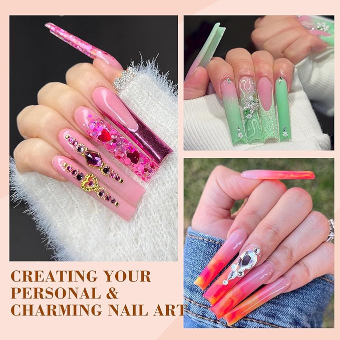 Clear Tapered Square Refill Nail Tips, XXXL Extra Long Straight Gel Acrylic Nail Tips, 200Pcs（Fixed Size No. 3.5.6.7 With Bag）Full Cover No C Curve Fake Nails Extension Tips for DIY Nail Art Salon