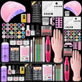 Acrylic Nail Kit for Beginners: Monomer Acrylic Nail Liquid Powder with Practice Hand U V Light Drill French Tips Training Mat for Nail Starters with Everything Home Salon Gift Set (Pink)