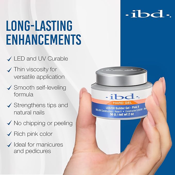 IBD Hard Gel LED/UV, Builder Gel, Pink II, 2 oz