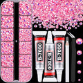Resin Rhinestones for Crafting with 3Pcs 10ml B7000 Jewelry Glue, 1 Box Pink AB Flatback Gems Crystals Diamond for Bedazzling Crafts DIY Nail Art Makeup, Gems for Clothing Tumblers Shoes