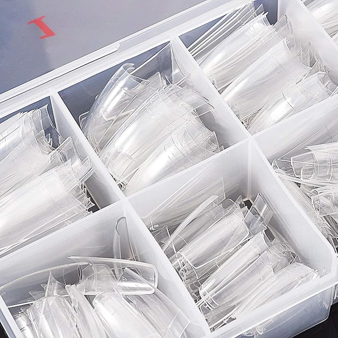 Acrylic Nail Tips Clear 500Pcs French Artificial False Tip for Manicure Nails Art Salons & Home DIY