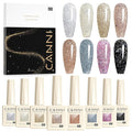 CANNI Gel Polish Glitter Gel Nail Polish Set, 8 Colors Champagne Silver Rose Gold Pink Black Shiny Glitter Gel U V LED Soak Off Manicure Kit Gift for Women Girls