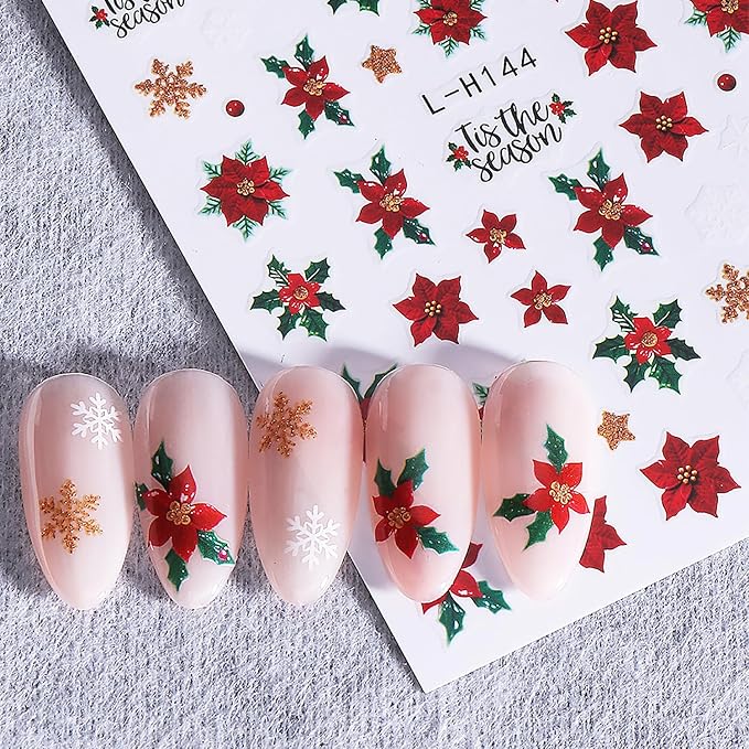 8Pcs Christmas Nail Art Stickers Decals Snowman Christmas Tree Snowflake Nail Design Stickers Winter Xmas Nail Art Supplies Cute Santa Claus Nail Decals for Women Holiday DIY Manicure Decor