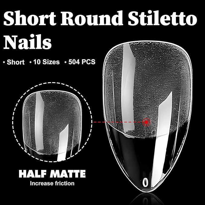 LoveOurHome 600pc Short Almond Gel Nail Tips Full Cover Clear Fake Nails XS Stiletto Artificial False Fingernails for Women Gel Acrylic Nails Extension Press on Nails Making