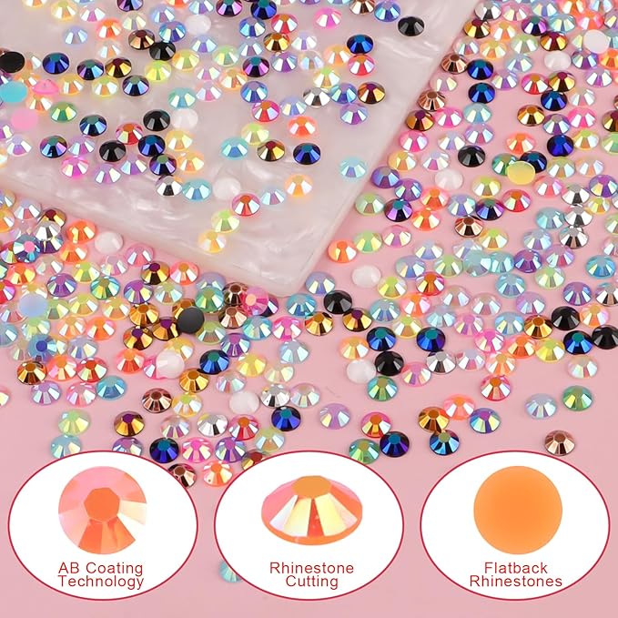28 Colors Resin Jelly Rhinestones for Bedazzling, 4mm 13000Pcs Flatback Gems for Crafting, Bedazzling Kit with B7000 Glue for Clothing Shoes Nail Book Diamond Art
