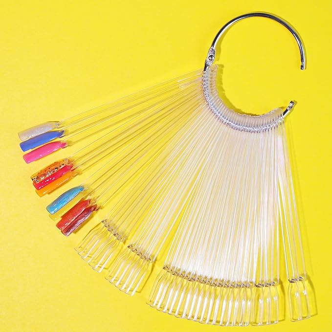 Nail Swatch Sticks with Ring for Nail Color Display Nail Art Supplies Nail Practice Samples (200pcs, transparent)