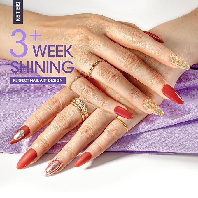 GELLEN 3Pcs Gel Base and Top Coat - 18ML Base Coat Nail Polish, Matte & Glossy No Wipe Clear Top Coat Gel, Soak Off UV Lamp Gel Polish Set for Starter