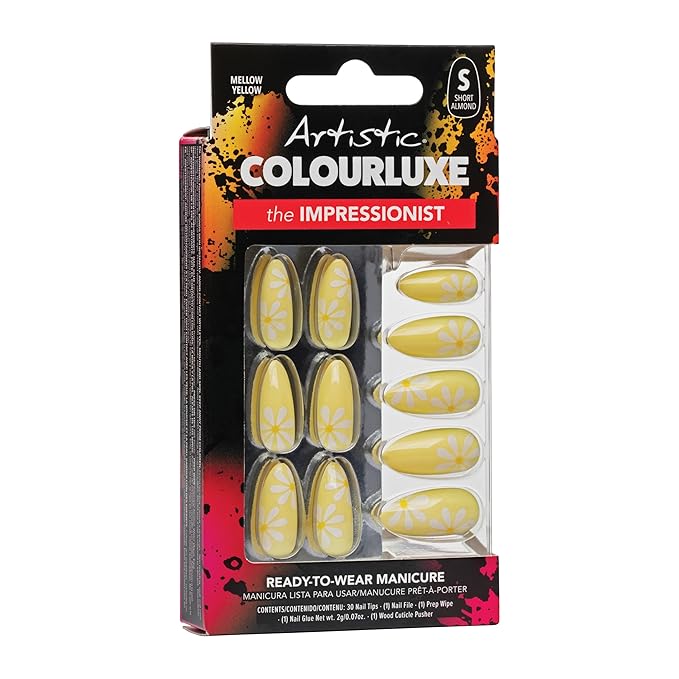 Artistic Colourluxe Press-On Tips - Kit Colourluxe Press-On Tips - Kits Nails - 30 Nails (Mellow Yellow, Kit)