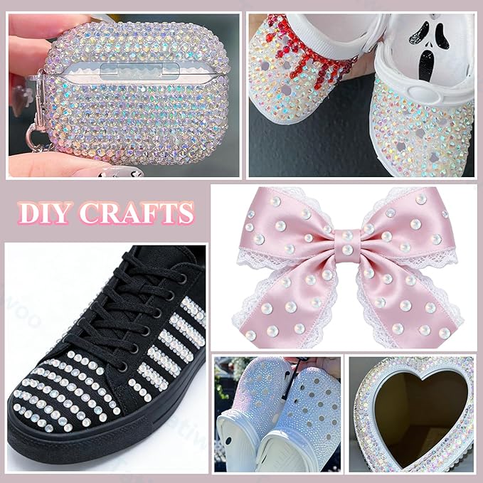 20000Pcs Transparent AB Flatback Resin Rhinestones for Bedazzling, Mix Sizes Crystal Rhinestones Gems, Transparent Gems Bedazzling for Crafting, Flatback Rhinestone for DIY Face Makeup Crafts