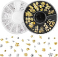 2 Disc Ocean Nail Art Charms, Beach Starfish Sea Seashell Nail Decal, Alloy 3D Gems Jewelry Decoration Supplies for Manicure DIY Embellishments 12 Style- Silver & Gold