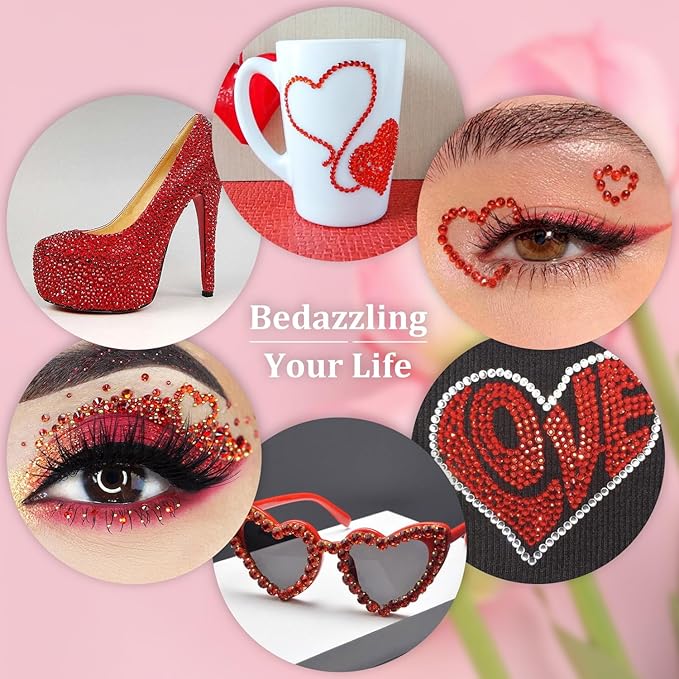 Resin Rhinestones for Crafting, 2 Boxes Red Flatback Crystals for Bedazzling Crafts DIY Nail Art Decoration, Non Hotfix Bulk Gems for Tumbler Shoes Clothing Fabric Face Makeup