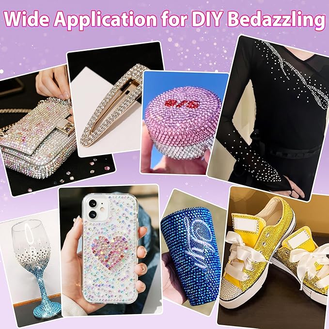 33000Pcs Resin Jelly Rhinestones for Bedazzling, 24 Colors 3mm Flatback Gems for Diamond Art, Bedazzler Kit with 3Pcs 10ml B7000 Jewelry Glue for Crafting Crafts Book Shoes Nail Art