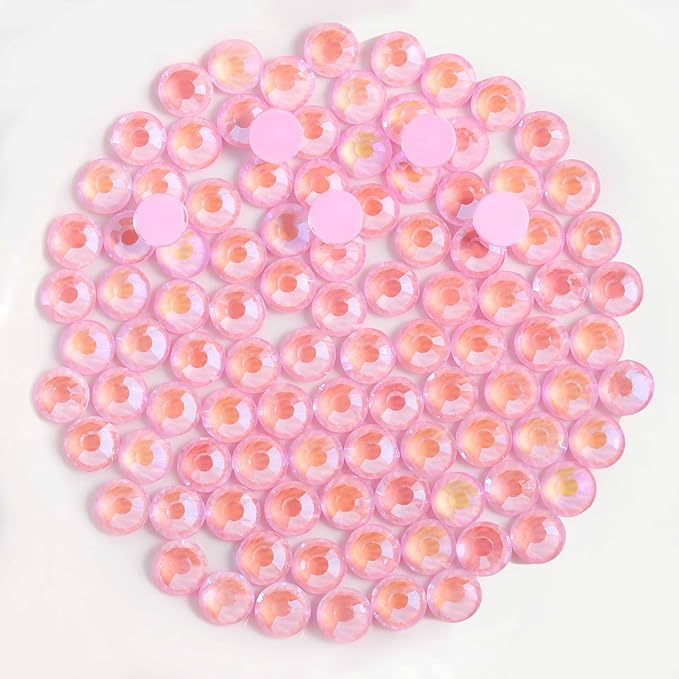 Beadsland 1440pcs Flat Back Crystal Rhinestones Round Gems for Nail Art and Craft Glue Fix, Luminous Pink, SS20,4.6-4.8mm