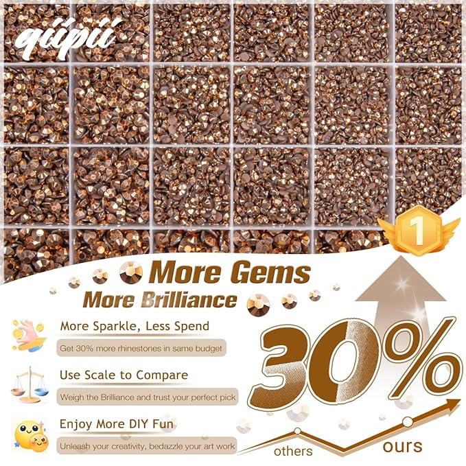 Copper Resin Rhinestones w B7000 Jewelry Glue for Bedazzling Crafting 2mm-6mm Brown Flatback Jelly Stones Diamonds Gems Bedazzler Kit for Nails Face Eyes Makeup Tumblers Bottles Crafts Shoes