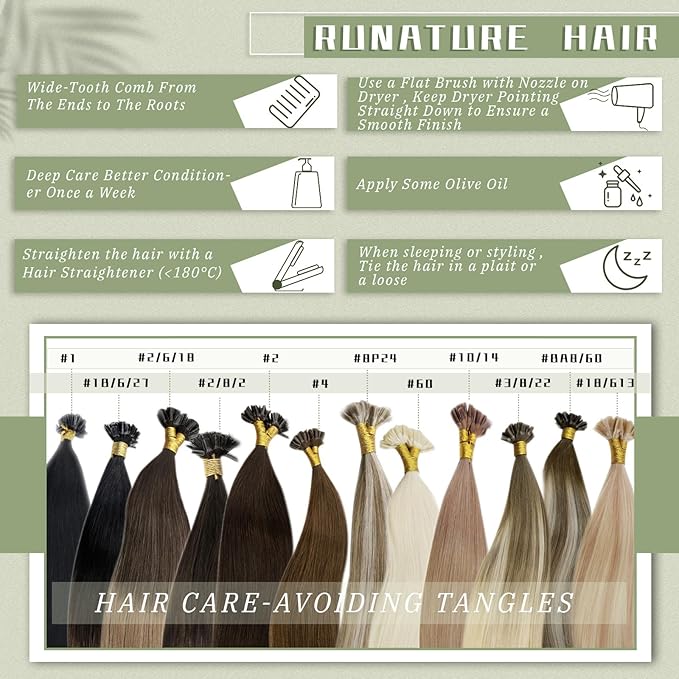 RUNATURE U Tip Hair Extensions Human Hair 22 Inch Straight U Tip Human Hair Extensions Balayage Dark Brown to Ash Brown with Dark Brown Pre Bonded Hair Extensions Remy Hair Silky 50g 50 Strands