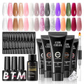 COSCELIA 22PC Poly Nail Gel Kit Starter Kit, 15 Colors 16ML Poly Nail Extension Gel Colors for Beginners without Lamp Thickening Solutions Top Base Coat at Home Gifts for Women