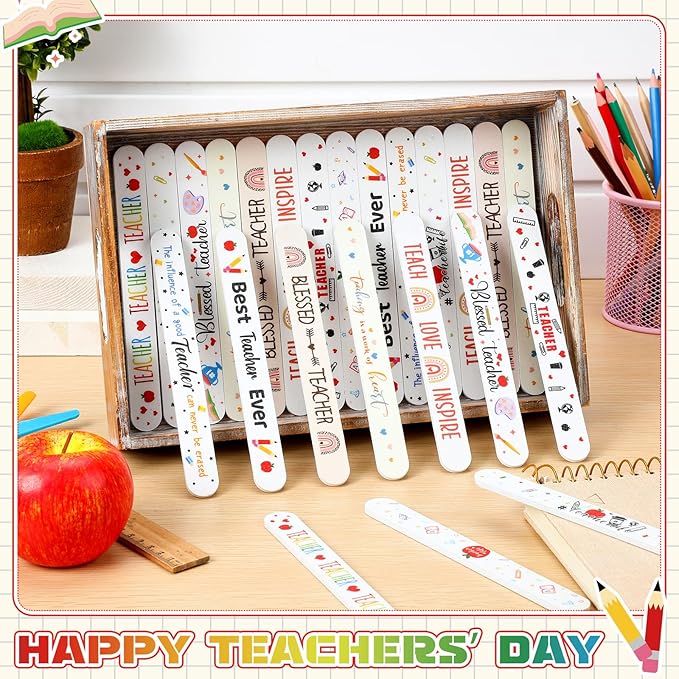 50 Pack Teacher's Day Appreciation Gifts Bulk Mini Nail Files for Teacher Party Favors Staff Emery Boards for Women Goodie Bag Stuffers Small Spa Gifts for Employee Coworkers Office Supplies